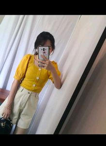 Yellow Puff Sleeve Top