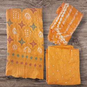 Lakhnavi Work Bandhani Dress Material