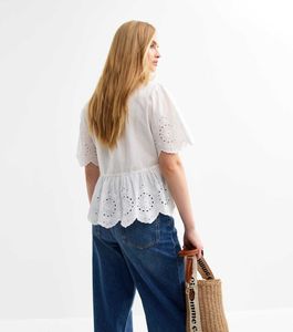 NEW LOOK White Broderie Anglaise Tie Front TOP