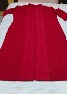 Red Lakhnavi Georgette Kurti