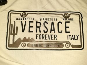 Versace on front print with leather touch