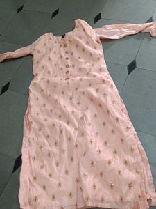Peach Embroidered Kurti