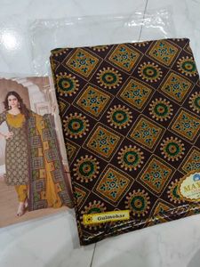 Elegant Mustard &amp; Olive Green Salwar Material