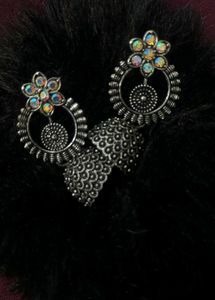 Oxidized Silver Jhumka Earrings