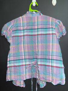 🌸 Ralph Lauren Pastel Ruffle Plaid Top