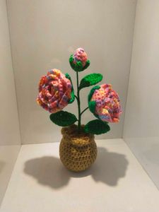 Crochet Multicolored Potted Rose 🌹