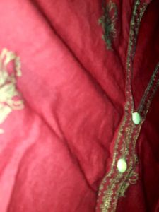 Red Embroidered Kurti Top