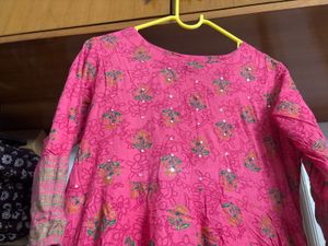 Pink Yoke Worked Anarkali Kurta