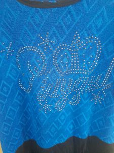 Blue Top with Rhinestone Detail