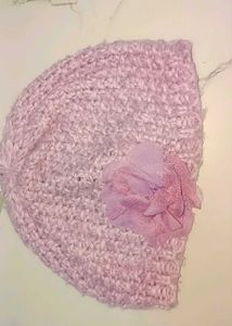 Cute Knitted Baby Hat with Flower