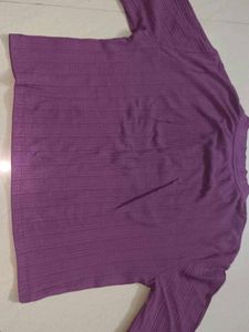 Purple Ribbed Crop Top