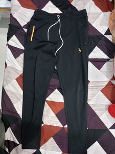 Black Athletic Joggers with Orange Detail