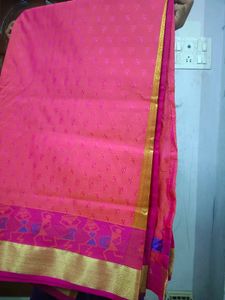 Pink &amp; Gold Silk Saree