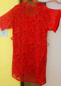 Sexy&#39; Red Rose Print Kimono Night Dress