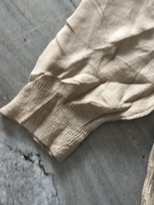 Beige Knit Long Sleeve crop thrifted top