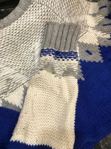 Blue &amp; Grey Knit Cropped Sweater