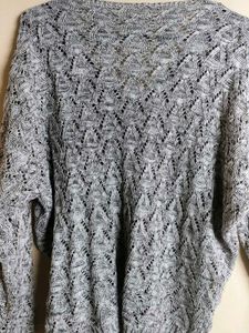 Gray Knit V-Neck Sweater