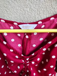 Red Polka dot Tie-up Crop Top
