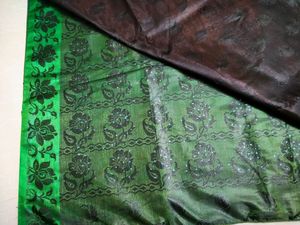 Vintage Brown &amp; Green Floral Saree