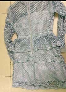 Blue Lace Tiered Dress