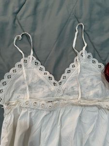 White Lace Trim Slip Dress