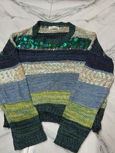 Striped Embellished Sweater