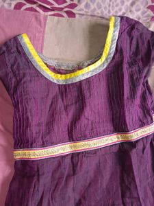 Brown &amp; Gold Embroidered Anarkali Dress