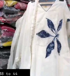 mull Cotton 3 Pc suit With applique Work Of