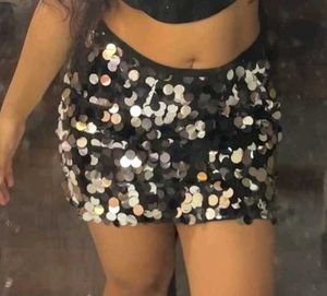 BLACK SEQUINS SKIRT