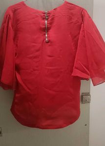 Red Flowy Sleeve Top