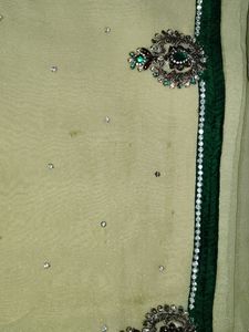 Stone Work Saree With Stiched Blouse