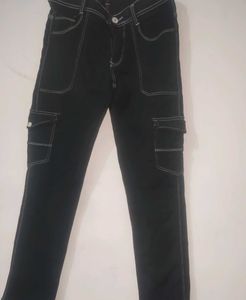 Cargo Jeans Black Colour