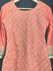 Coral &amp; Green Kurta Sets &amp; Suits