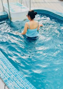 Blue Chikan Crop Top