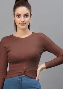 Brown Casual Crop Top