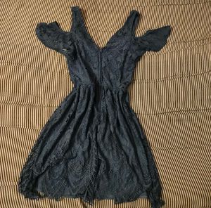 Navy Lace Cold Shoulder Dress