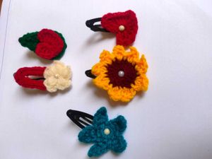 Crochet Flower Hair Clips - Set of 5