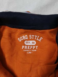 Women Orange Cotton Casual Polo Tshirt
