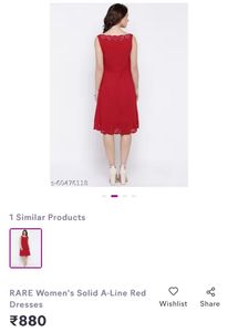 RARE Women Red Solid A-line Dress