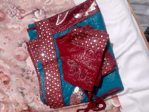 Lehenga Saree With Matching Jewellery.