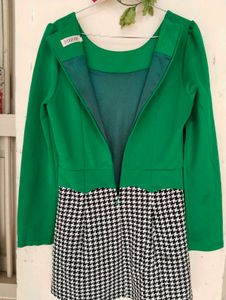 Green Houndstooth Mini Dress