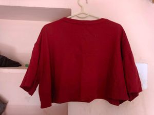 pure cotton maroon t-shirt for women