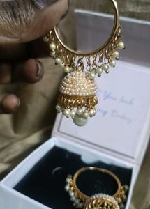 Pearl Jhumka Hoop Earrings