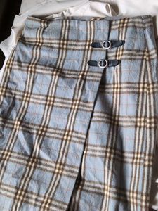 Plaid Woollen Midi Skirt