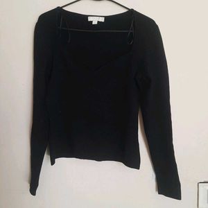H&M BLACK JERSEY FITTED TOP