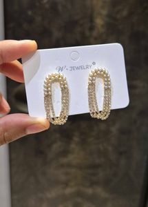 Pearl &amp; Rhinestone Dangle Earrings