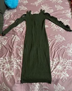 Green Cut Out Midi Dress