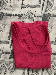 Hot Pink Crop Top With Strechable Fabric