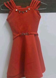 Red partywear high low dress for lil doll
