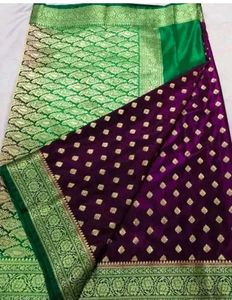 Purple And Green Banarasi Silk For Womens
